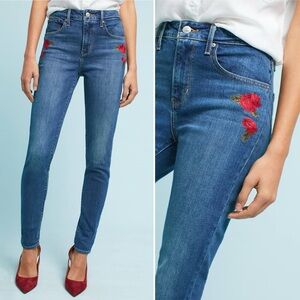 Anthropologie Levis 721 High Rise‎ Skinny Floral Embroidered Jeans Size 26 NWT